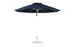 The Essential Fiberglass Umbrella from Ledge Lounger features a black octagon canopy made of marine-grade fabric, a white pole, and a round metal base, all set against a pristine white background.