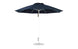 The Essential Fiberglass Umbrella from Ledge Lounger features a black octagon canopy made of marine-grade fabric, a white pole, and a round metal base, all set against a pristine white background.