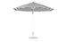 The Ledge Lounger Essential Fiberglass Umbrella features an 11 octagon design with black and white stripes. Wind-resistant and crafted from marine-grade fabrics, this umbrella boasts a metal pole and round base, making it ideal for outdoor settings.