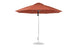 The Essential Fiberglass Umbrella by Ledge Lounger features an 11 octagon canopy made of marine-grade fabrics, standing on a circular base with a metal pole. This large, brown patio umbrella is open and wind-resistant, perfect for providing outdoor shade.