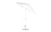 The Ledge Loungers Essential Fiberglass Umbrella - 9 Octagon Crank Auto Tilt has a white marine-grade fabric canopy, metal pole, and round base, with a slight tilt.