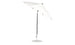 The Ledge Lounger Essential Fiberglass Umbrella features a 9 octagon canopy made of marine-grade fabrics, a black pole, and a round silver base. It stands open against a white background with an auto tilt crank mechanism for easy adjustment.