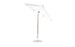 The Ledge Lounger Essential Fiberglass Umbrella features a 9 octagon canopy with crank auto tilt, durable wooden pole, and marine-grade fabrics, offering reliable shade and style for patios or gardens with its sleek design against a plain white backdrop.