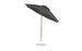 A 9 Octagon Crank Auto Tilt Essential Fiberglass Umbrella by Ledge Lounger features marine-grade fabrics, a black metal pole, and sturdy base. This sleek design includes a tilting mechanism and is displayed against a white background.