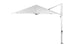 The Ultra Cantilever Umbrella by Ledge Lounger features a minimalist white octagonal canopy and adjustable arm, perfect for enhancing any patio. Its sleek, modern design on a plain white background can integrate an outdoor umbrella light for added functionality.