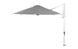 Side view of the Ultra Cantilever Umbrella - 11 Octagon by Ledge Lounger, showcasing a gray octagonal canopy on a white frame with an outdoor light. A vertical pole and crank mechanism support this rechargeable umbrella, enhancing the patio space’s minimalist and modern design.
