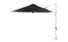 The Ledge Lounger Ultra Cantilever Umbrella features an 11 octagon black canopy on a right-sided white metal pole with a side crank handle for easy adjustment. It includes a built-in rechargeable light, making it perfect for any patio space.