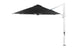 The Ledge Lounger Ultra Cantilever Umbrella features an 11 octagon black canopy on a right-sided white metal pole with a side crank handle for easy adjustment. It includes a built-in rechargeable light, making it perfect for any patio space.