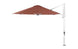 The Ledge Lounger Ultra Cantilever Umbrella boasts an 11 octagonal canopy in brown attached to a white vertical pole. Positioned to the left, it offers ample shade and features an outdoor umbrella light for enhanced patio ambiance.