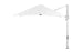 A white Ultra Cantilever Umbrella - 10 Square by Ledge Lounger features a metal stand and adjustable arm with an open triangular canopy for shade. Pair it with a rechargeable outdoor umbrella light for evening illumination.