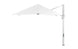 A white Ultra Cantilever Umbrella - 10 Square by Ledge Lounger features a metal stand and adjustable arm with an open triangular canopy for shade. Pair it with a rechargeable outdoor umbrella light for evening illumination.