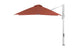 The Ultra Cantilever Umbrella by Ledge Lounger features a 10 square brown canopy, silver metal stand, and sleek outdoor umbrella light. Tilted open right side against a white background, it adds elegance to any patio setup.