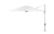 The Ledge Loungers Ultra Cantilever Umbrella - 13 Octagon is a large white patio umbrella with a metal pole and crank handle, featuring a rechargeable umbrella light. The extended canopy secured by a horizontal arm casts a welcoming glow over your patio space.