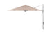The Ultra Cantilever Umbrella by Ledge Lounger is a modern 13 octagon umbrella in beige with a sturdy silver pole and arm, ideal for your patio. Open, it reveals smooth fabric, perfect for outdoor ambiance. Enhance evening gatherings by adding a rechargeable umbrella light.