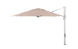 The Ultra Cantilever Umbrella by Ledge Lounger is a modern 13 octagon umbrella in beige with a sturdy silver pole and arm, ideal for your patio. Open, it reveals smooth fabric, perfect for outdoor ambiance. Enhance evening gatherings by adding a rechargeable umbrella light.