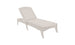 The Ledge Lounger Legacy Chaise in beige features a reclining backrest, clean lines, and raised legs, making it perfect for sunbathing or relaxing in any garden or patio setting.