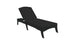 The Ledge Lounger Legacy Chaise, a sleek black design with an adjustable backrest, features clean lines and versatile reclining positions. Set against a white background, it enhances any outdoor space with its elegance.