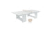 The Ledge Lounger Table Tennis Set offers a minimalist white setup with a central net, ideal for outdoor fun. Two pale wooden paddles and a ball are ready for your next ping pong game, embodying relaxed play in the open air.