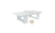 The Ledge Lounger Table Tennis Set offers a minimalist white setup with a central net, ideal for outdoor fun. Two pale wooden paddles and a ball are ready for your next ping pong game, embodying relaxed play in the open air.