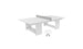 Ledge Loungers stylish Table Tennis Set features a minimalist white ping pong table with a central net, perfect for outdoor fun. Two white paddles rest at the corner, completing the elegant setup.
