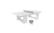 The Ledge Lounger Table Tennis Set features a white table with a net and includes two ping pong paddles, ideal for outdoor fun.