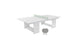 The Ledge Lounger Table Tennis Set showcases a modern, minimalist design with its white rectangular table and light green net. Ideal for outdoor fun, it includes two gray paddles placed in front, perfect for a lively game of ping pong.