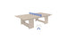 The Ledge Lounger Table Tennis Set is perfect for outdoor fun, featuring a stylish brown table, blue net, and two small white paddles.