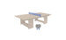 The Ledge Lounger Table Tennis Set includes a blue net, two beige paddles, and a small ball. Ideal for outdoor fun, the table has a sleek design with rectangular legs and a minimalist style.