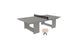A Ledge Lounger Table Tennis Set featuring a gray table with a black net, two light-colored paddles, and two balls is showcased against a plain white background, perfect for outdoor entertainment and endless fun.