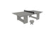 The Ledge Lounger Table Tennis Set features a gray table, a black net at the center, two gray paddles, and a ball. Its open-leg design offers a boxy look, perfect for outdoor fun at any patio or backyard gathering.