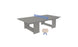 The Ledge Lounger Table Tennis Set includes a gray table with square legs, a blue net, two beige paddles, and a ball, featuring a minimalistic design ideal for outdoor entertainment.