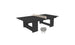 The Ledge Lounger Table Tennis Set features a stylish black table with a central white net. Ideal for outdoor fun, it includes two gray paddles set neatly on the ground, ready for an exciting ping pong match.