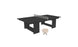 The Ledge Lounger Table Tennis Set features a black table with a central net, ideal for outdoor fun. Two light paddles and a ball sit invitingly in front of the table against a white backdrop.