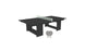 The Ledge Lounger Table Tennis Set includes a sleek black table with a green net and two gray paddles, ideal for outdoor fun, all displayed on a white background.
