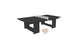 Ledge Loungers minimalist black Table Tennis Set, featuring a white net, is a stylish outdoor entertainment centerpiece. Two beige paddles and a white ball complete the elegant setup resting on the ground beside it.