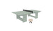 The Ledge Lounger Table Tennis Set features a light green table with a black net for outdoor fun. Two beige paddles are ready for play, and the modern block-style base adds a sleek touch to this inviting minimalist setup.