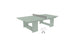 This minimalist Ledge Lounger Table Tennis Set is an outdoor entertainment delight, featuring a light green table with a central net, two white paddles leaning together, and two white ping pong balls ready for action.