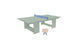 A minimalist Table Tennis Set by Ledge Lounger is set up in light gray with a blue net. Two paddles lean against one leg, inviting outdoor games under the open sky.