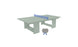 An abstract illustration features a simplified gray Table Tennis Set by Ledge Lounger with a blue net, accompanied by two paddles below, ready for lively matches.