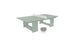The Ledge Lounger Table Tennis Set is ready for outdoor fun with a light green surface and white net. Two gray paddles lie nearby, while sturdy rectangular legs provide stability for lively matches.