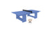 The Ledge Lounger Table Tennis Set features a sleek blue table with a black net, ideal for outdoor fun. Two beige paddles with black handles complement the minimalist design and sturdy rectangular legs.