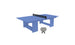 The Ledge Lounger Table Tennis Set offers an ideal outdoor entertainment setup with a blue table and black net, while two gray paddles rest casually on one side, creating a minimalistic ping pong scene.