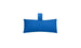 The Autograph Headrest Pillow by Ledge Lounger is a rectangular blue cushion made of marine-grade fabric, featuring a matching blue loop at the top center. Durable and ideal for in-pool relaxation, it elegantly contrasts against a plain white background.