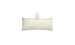 The Autograph Headrest Pillow by Ledge Lounger, in beige and featuring a short fabric loop at the top, is displayed against a plain white background.