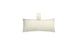 The Autograph Headrest Pillow by Ledge Lounger, in beige and featuring a short fabric loop at the top, is displayed against a plain white background.