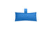 The Ledge Lounger Autograph Headrest Pillow is a blue, rectangular headrest made from marine-grade fabric with a short strap at the top center. Perfect for in-pool relaxation, it stands out against a plain white background.