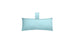 The light blue Autograph Headrest Pillow by Ledge Lounger, made from marine-grade fabric with a loop handle at the center, is ideal for in-pool relaxation and adds comfort against a plain white backdrop.