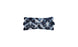 The Signature Headrest Pillow by Ledge Lounger features a rectangular design with dark navy and light blue abstract tie-dye on a white background, ideal for pool relaxation with customizable options to match your style.