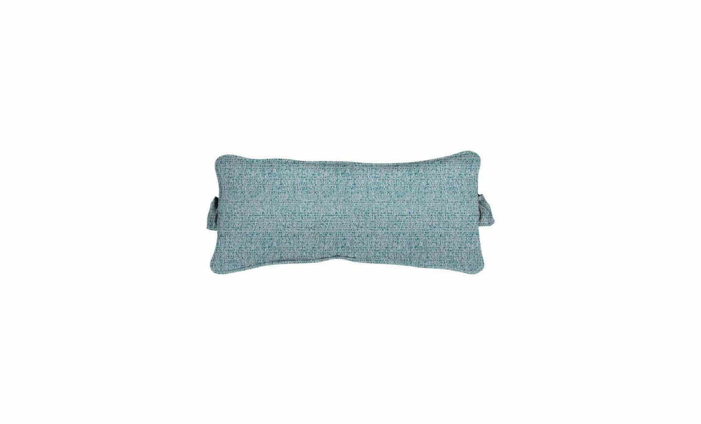 The Ledge Lounger Signature Headrest Pillow, a rectangular textured turquoise lumbar pillow with slightly rounded corners and side loops, is ideal for in-pool relaxation.