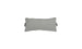 The Signature Headrest Pillow by Ledge Lounger is a rectangular lumbar pillow with gray small polka dots, slightly curved edges, and two side straps. Its perfect as a headrest and customizable for personalization. The plain white background enhances its chic design.